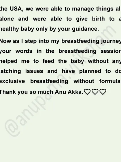 A mother from the USA shares her story of a 19-hour labor. She and her husband managed it all by themselves, using the breathing techniques and massage skills they learned in my classes. Now, she is exclusively breastfeeding with confidence.