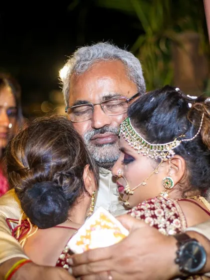There are oceans of emotions at a wedding, but none as powerful as a father's embrace. This candid moment during the vidaai is why we do what we do; it's about capturing feelings that can never be put into words.