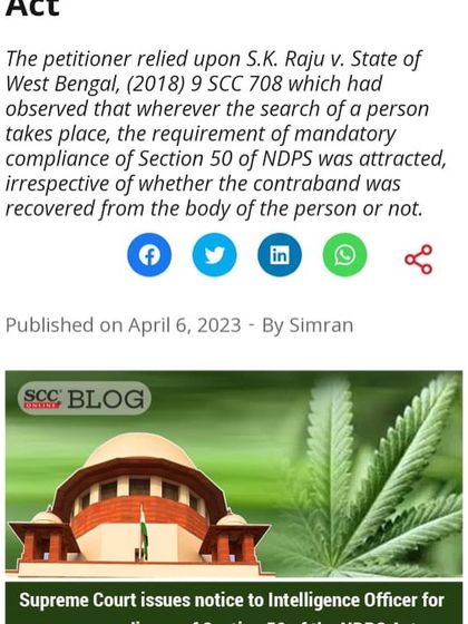 The SCC Online blog covered the nuances of the NDPS case, highlighting the legal precedents we relied upon. This level of detailed legal argument is crucial in criminal defense.