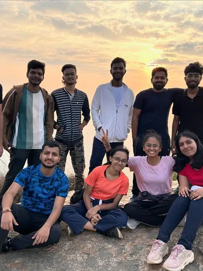 A group photo from our Kaiwara Betta sunrise trek. These trips are perfect for a quick weekend adventure.