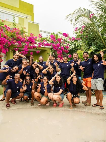 The Fuvamulah shark crew, showing off their best shark impressions. We don't take ourselves too seriously.