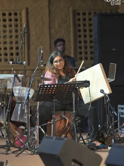 Our multi-percussionist Charu Hariharan, who brings so many different textures and rhythms to the music.