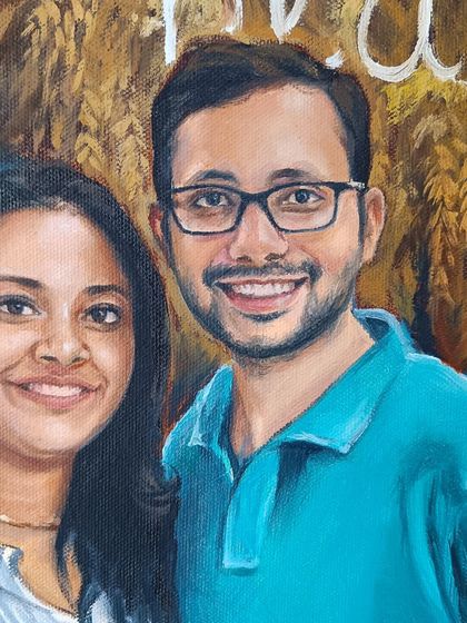 A close-up of the husband's face from this custom birthday gift portrait.