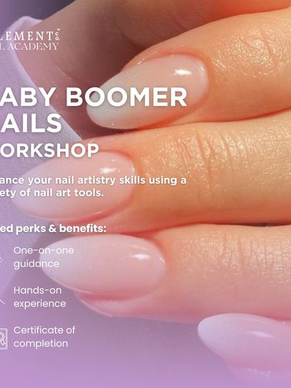 Enhance your artistry in our Baby Boomer Nails Workshop. You'll receive one-on-one guidance and hands-on experience using various tools, including the airbrush, to create stunning gradient designs.