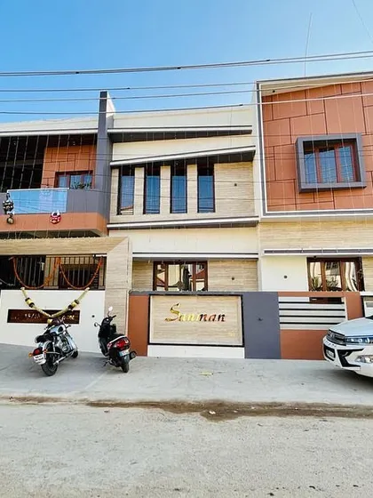 We believe a home should make a statement from the moment you see it. This is the completed "Sanman" residence in Davangere, a project where we blended modern lines with warm, inviting textures to create a landmark home for the family.