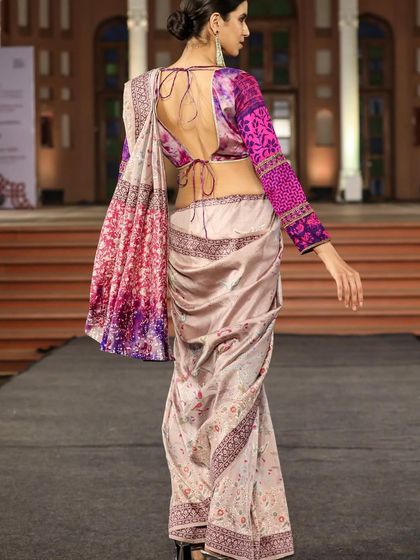 A collection from the 'Walking Hand in Hand' fashion show, where artisans share the spotlight with designers. This look, created with Liz Hartman, showcases pattern dye and discharge prints on handloom fabrics.