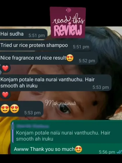 It makes me so happy to see reviews like this for my Rice Protein Shampoo. The customer loved the fragrance and how it made her hair feel smooth and lathered well with just a small amount. Your feedback means the world to me, dearies.