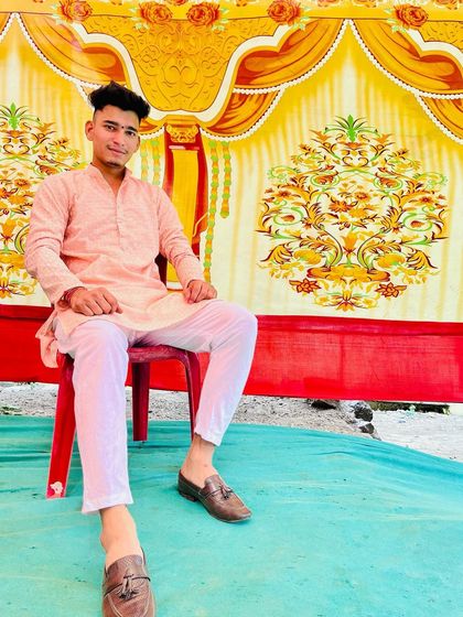 This client wanted a simple yet stylish kurta for a family function. I designed this light pink kurta with a subtle texture, which he paired with white trousers for a clean, modern ethnic look.