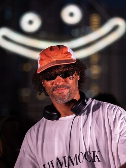 &ME looking cool and confident in front of the iconic Keinemusik smiley.