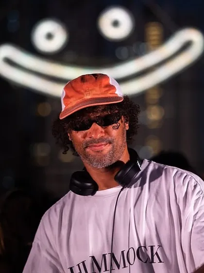 &ME looking cool and confident in front of the iconic Keinemusik smiley.