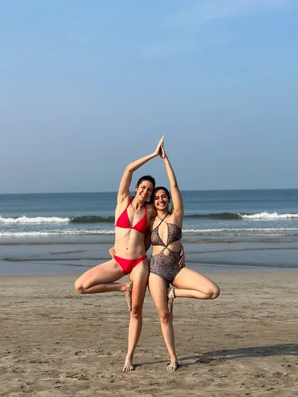A fun moment on the beach with a fellow yogi during the Bliss Tree Festival in Goa. These events are also about connection, friendship, and enjoying the beautiful surroundings.