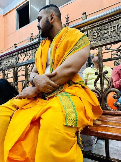 At the Mahakaleshwar temple in Ujjain, dressed in traditional attire for the darshan. A moment of peace and devotion.
