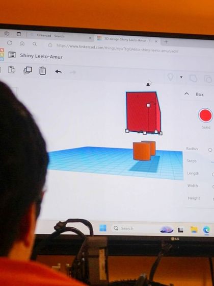 A student works in Tinkercad, a 3D design software, to create a model. This is the first step in the 3D printing process, where imagination starts to take a digital form.