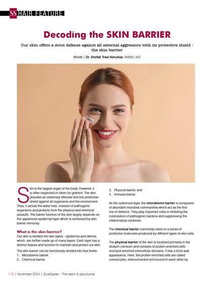 In this article for StyleSpeak Journal, I decode the importance of the skin barrier. I explain its different layers and how protecting this natural shield is fundamental to preventing damage and maintaining a healthy, hydrated complexion.