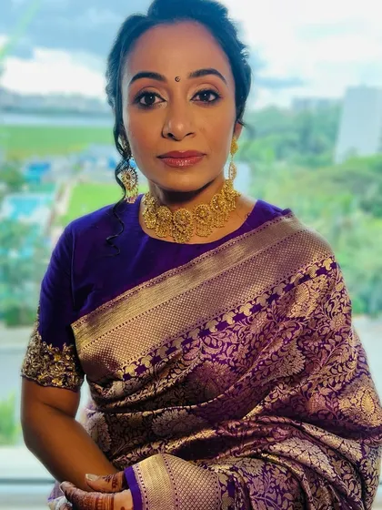 A portrait of my client, showcasing her soft glam makeup. The look is perfect for a wedding guest who wants to look elegant and feel confident.