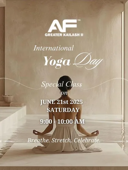 An invitation to our special International Yoga Day class to breathe, stretch, and celebrate.