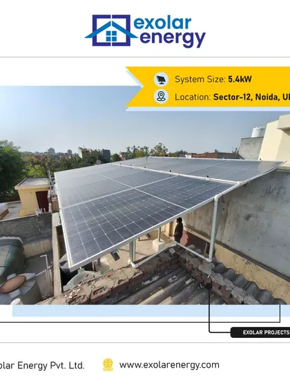 A clean and efficient 5.4kW solar installation for a home in Noida. This system is designed to significantly lower monthly electricity bills and provide a reliable source of green energy.