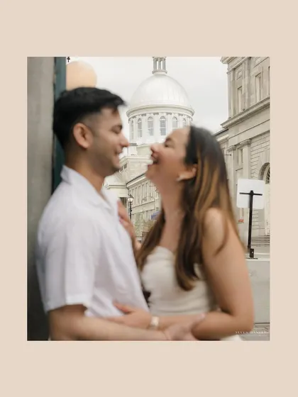 Laughter echoing against a backdrop of classic Montreal architecture. We believe the best pre-wedding photos are the ones where you forget we're even there.