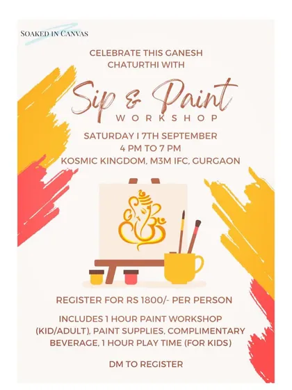 We celebrated Ganesh Chaturthi with a festive sip and paint workshop. It was a family-friendly event with painting for adults and playtime for kids.
