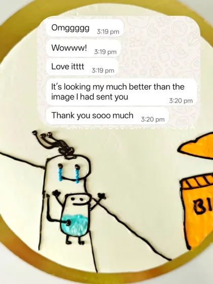 The client's reaction to the funny sibling roast cake was priceless. She loved that the final cake looked even better than the image she sent.
