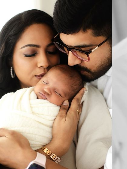 A collage showing the different angles of a family's love. From a mother's embrace to a father's kiss, every moment is precious.