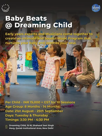 Baby Beats at Dreaming Child, a soulful music program for babies (8-14 months) and their parents, created by early years experts and musicians.