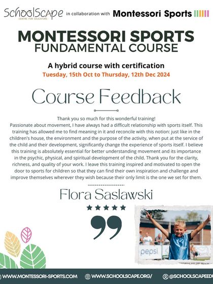 More positive feedback for our Montessori Sports course.
