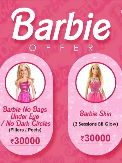 Get the "Barbie No Bags Under Eye" or "Barbie Skin" look with our special offers. We're offering packages for under-eye fillers and peels or a series of BB Glow sessions.