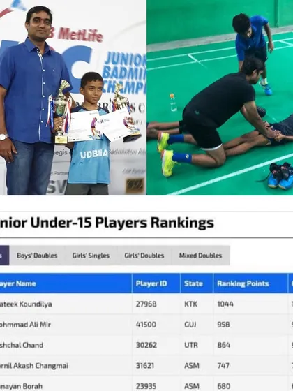 It takes a lot of time to shape a stone into a sculpture. I am proud to see our player Prateek Koundilya become India's Number 1 in the Under-15 Boy's Singles rankings. This is the result of years of hard work.