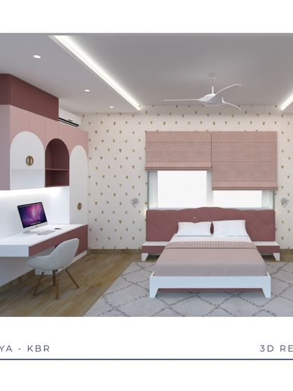 A duplicate of ID 16, this 3D render provides a clear view of the proposed design for the kid's bedroom, including the integrated study area and soft, layered lighting.
