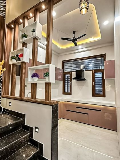 Modular Kitchen - Modular Home Interiors Modern Kitchens with Islands & Breakfast Bars photo 4