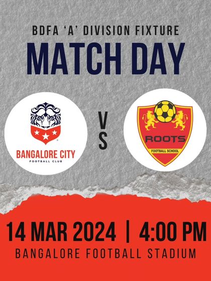 Match day fixture announcement for our game against Roots Football School.