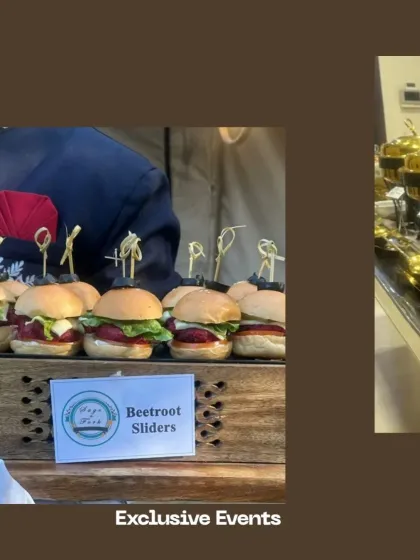 My catering service is perfect for exclusive events. This image shows my Beetroot Sliders being served at a private party, highlighting my unique and gourmet appetizer options.