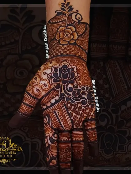 A stunning design featuring a mix of lotus and rose motifs. The use of negative space and bold outlines makes the flowers the star of the show.