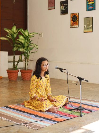 A young vocalist performs at our Platform Performances event for young artists.