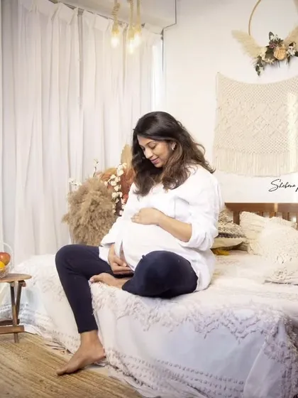 Sometimes the most powerful photos are the quietest. Here, in a cozy bohemian setup, we captured a peaceful, candid moment of connection between mother and baby. It’s a simple, natural portrait that feels so pure.