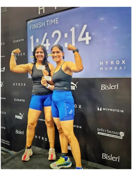 Our coaching team doesn't just talk the talk. Here are two of our incredible coaches, Malavika and Anuja, celebrating a hard-earned 4th place finish at Hyrox Mumbai. We compete alongside our members, sharing the same passion and drive.