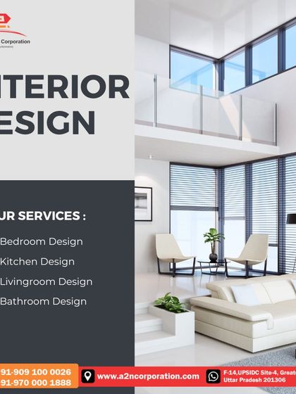 An example of our minimalist interior design services. This living room features clean lines, a neutral color palette, and large windows with blinds for light control, creating a bright, open, and tranquil space.