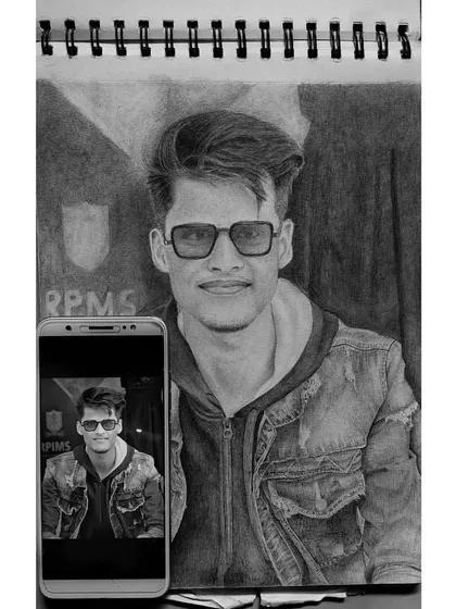 Here you can see the original photo next to my finished A4 graphite sketch. My goal is to not just copy a picture, but to capture the person's vibe and create a portrait that feels more real than the photo itself.