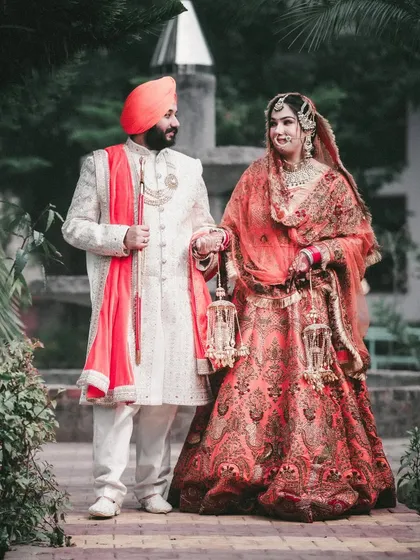 A romantic pose from the Sikh couple's wedding day.