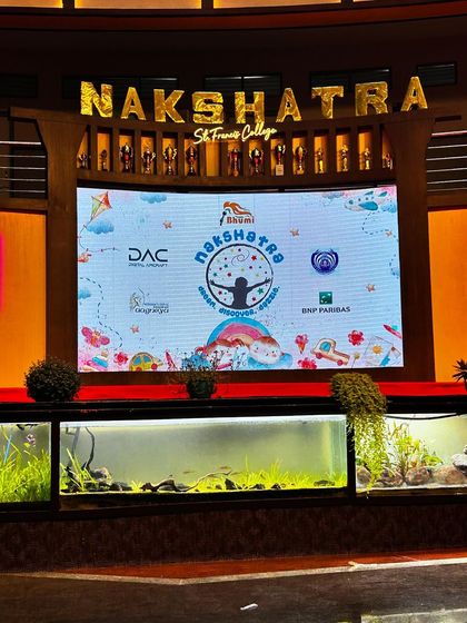 The stage setup for the "Nakshatra" event by Bhumi. It's always inspiring to be in spaces dedicated to celebrating art and culture.
