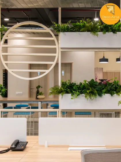 Design that connects. This office space breathes, works, and grows with you. I infused functionality with form, using biophilic design and geometric partitions to elevate the everyday environment.