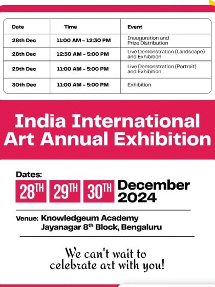 The detailed schedule for the three day art exhibition, which included live demonstrations.