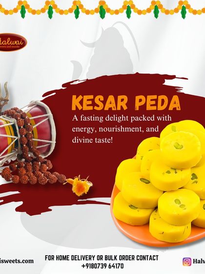 Our Kesar Peda is a fasting delight packed with energy, nourishment, and divine taste. The golden flavor of saffron makes it a perfect offering for any puja.