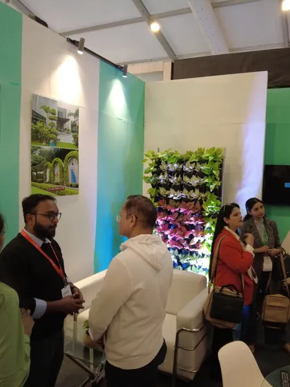 Networking with architects and designers at our FOAID exhibition. Events like these are crucial for staying up-to-date with industry trends and showcasing our innovative horticulture and landscaping projects.