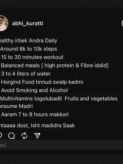 Staying healthy isn't complicated. It's about building simple, daily habits. Walk more, work out for 15-30 minutes, eat balanced meals, drink water, and get enough sleep. Do this, and you will see the change.