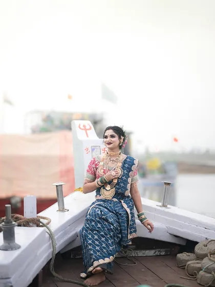 My Koli girl on a boat. The location adds so much authenticity to this traditional look.
