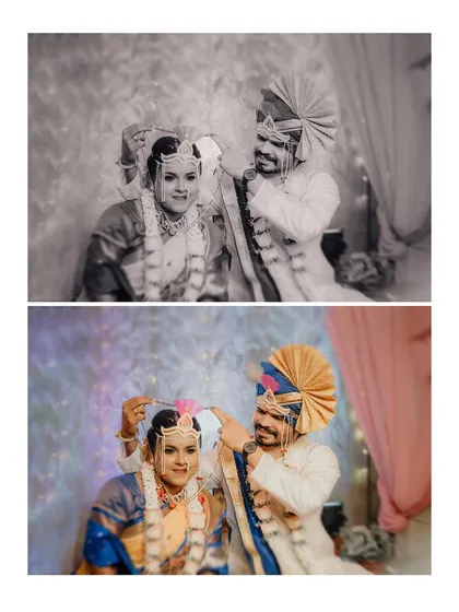 A beautiful moment from the wedding ceremony, presented in both black and white and color. This shows how we can use different editing styles to highlight the emotion of a single moment.