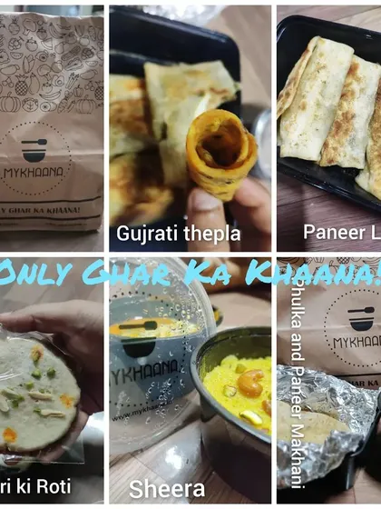 This collage shows some of the delicious homemade dishes our KitchenStars prepared for Diwali. From Gujarati Thepla and Paneer Lifafa to Mishri ki Roti and Sheera, we offer a wide range of festive treats.