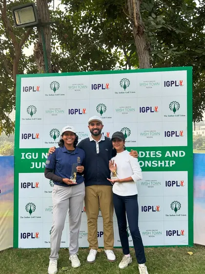 Posing with my students Aahana Kashyap and Naina Kapoor, who both secured runner-up finishes in their respective categories at the IGU Northern India event.